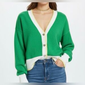 Kerri Rosenthal XO Drippy Heart Cardigan Sweater NWTs